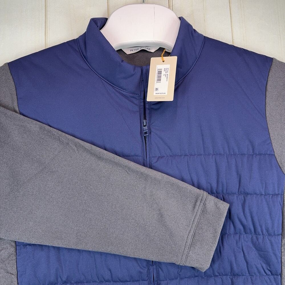Peter Millar Crown Sport Merge Fleece Jacket Mens XL Blue Gray Golf